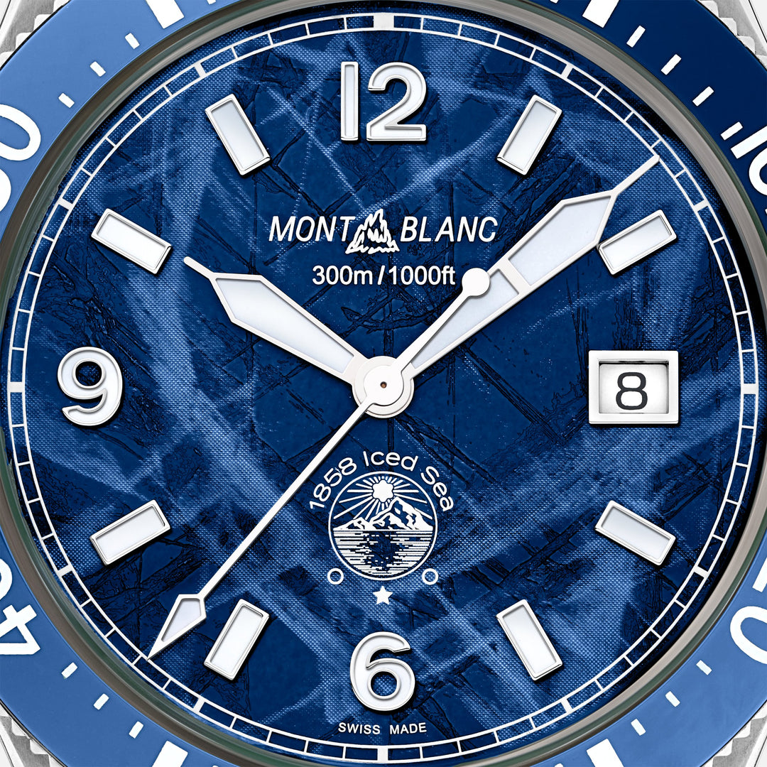 Montblanc 時計1858アイスシー自動日付41ミリメートル青鋼129370