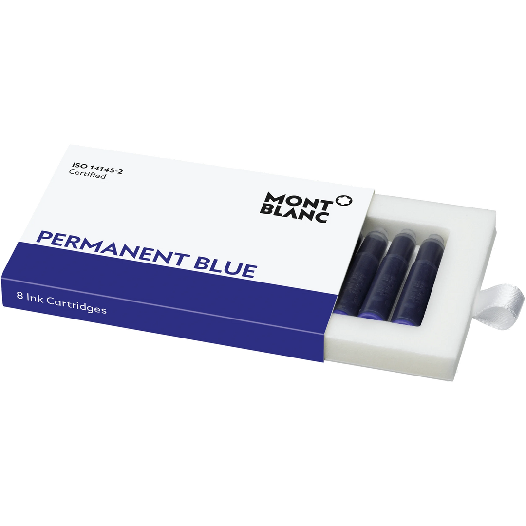 Montblanc 墨水墨盒8件永久蓝色不可磨灭的蓝色128208