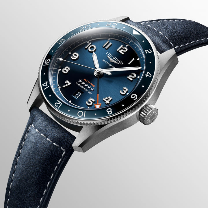 Longines watch Spirit Zulu Time 42mm blue automatic steel L3.812.4.93.2