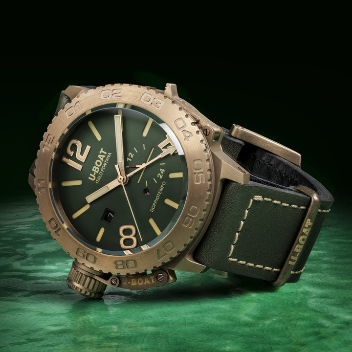 U-BOAT watch DOUBLE TIME 46 BRONZE GR 46mm automatic green bronze 9088