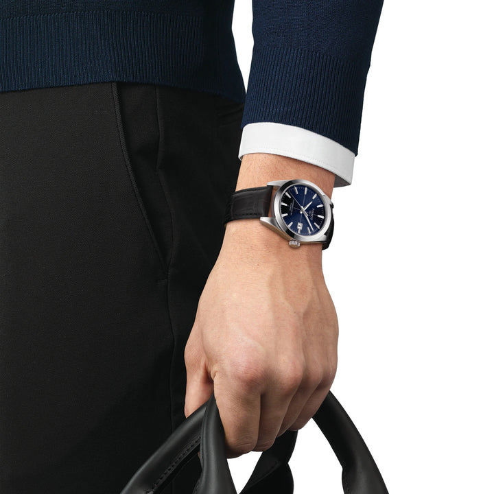 ティソ腕時計ジェントルマンパワーマチック80シリシウム40ミリメートル自動ブルー鋼T127.407.16.041.01