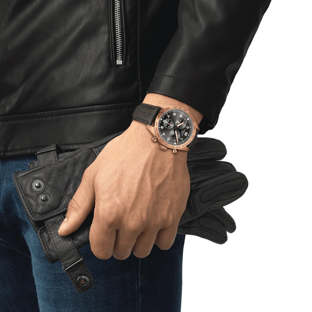 Tissot Watch PRS 516クロノグラフ45mmグレークォーツスチールPVD仕上げピンクゴールドT131.617.36.082.00