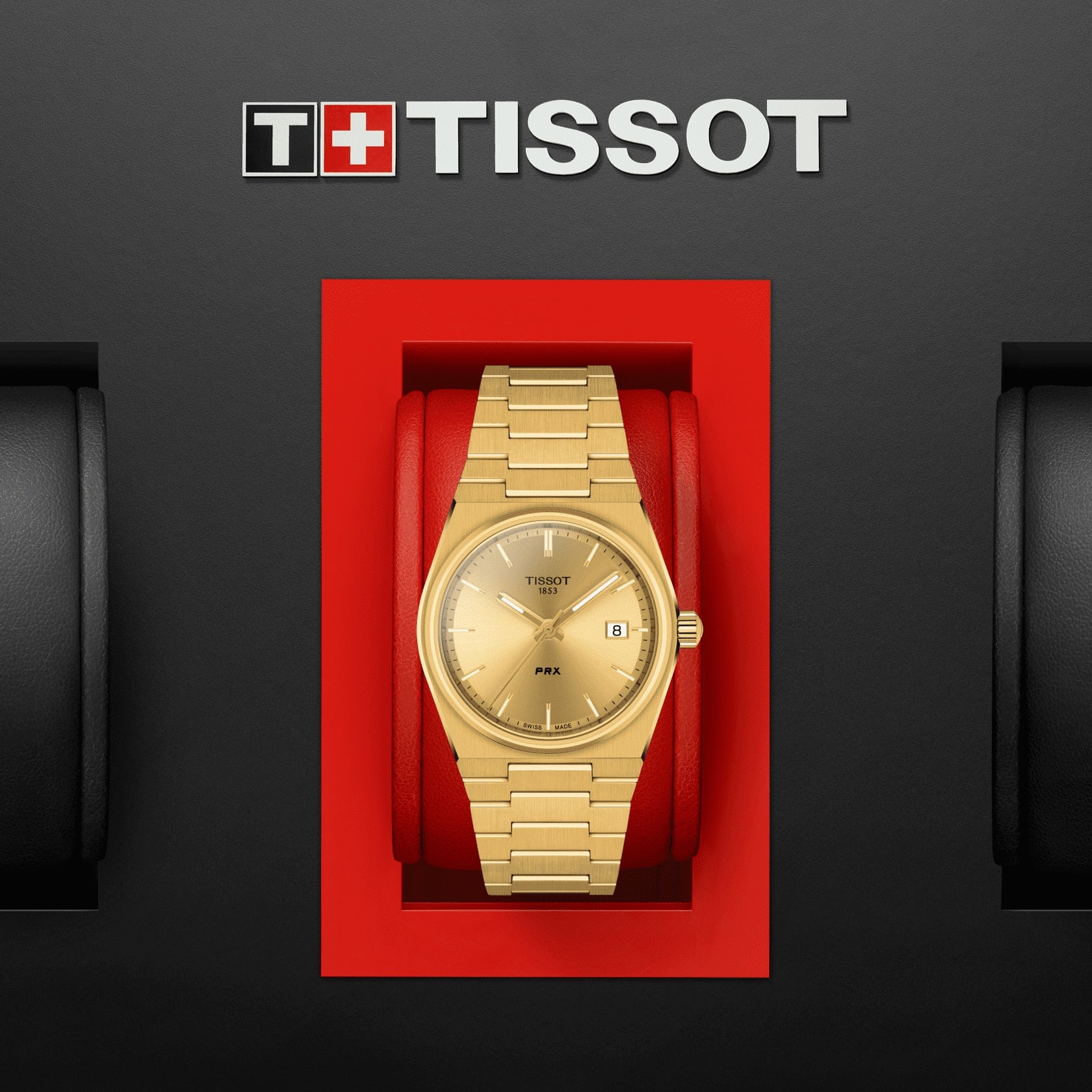 Tissot 腕時計 PRX 35 mm シャンパン水晶鋼仕上げPVDイエローゴールド ...