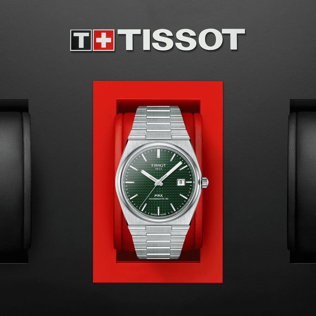 티쏘 시계 PRX Powermatic 80 40mm 녹색 자동 스틸 T137.407.11.091.00