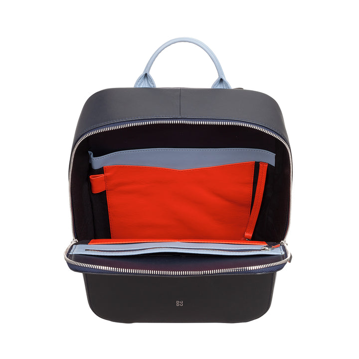 DuDu 最多14英寸的PC背包,优雅的彩色真皮,便携式MacBook背包和iPad平板电脑Zip