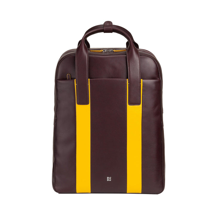 Dudu Men 's True Skin Backpack, PC 배낭 최대 16 인치, 태블릿 홀더, 트롤리 공격으로 우아한 다채로운 비즈니스 비즈니스와 함께 배낭 여행
