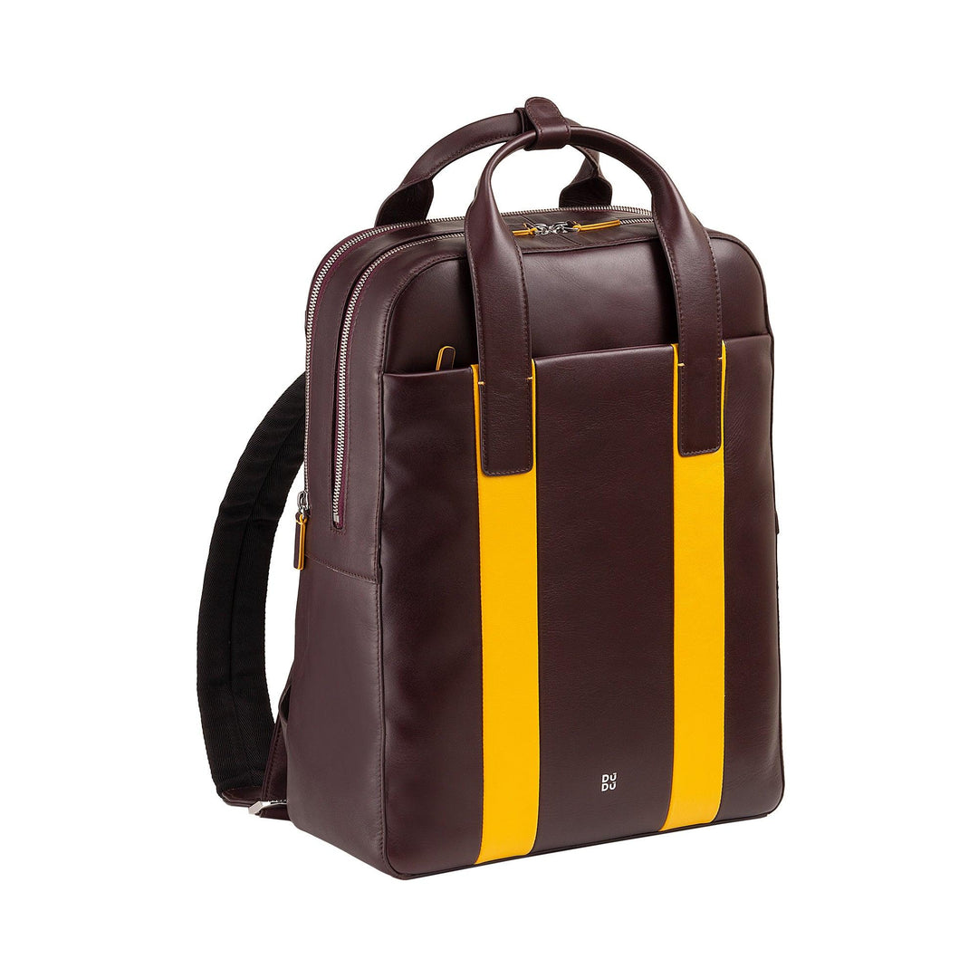 Dudu Men 's True Skin Backpack, PC 배낭 최대 16 인치, 태블릿 홀더, 트롤리 공격으로 우아한 다채로운 비즈니스 비즈니스와 함께 배낭 여행