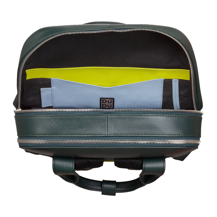 DuDu 남성 정품 가죽 배낭, 최대 16" PC 배낭, 태블릿 홀더, 트롤리 어택이 있는 세련된 비즈니스 비즈니스 여행 배낭